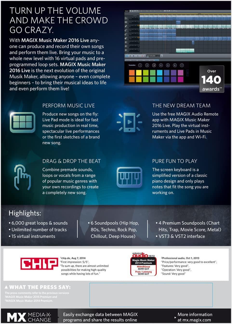 Magix Music Maker 2016 Live - Instant Download for Windows